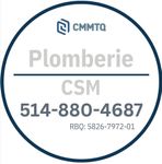 Un logo pour plomberie csm avec un numéro de téléphone