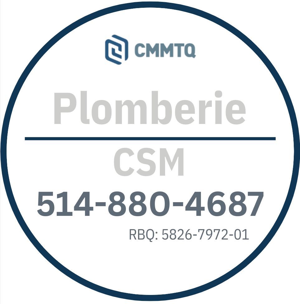 Un logo pour plomberie csm avec un numéro de téléphone