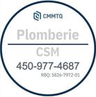 Un logo pour plomberie csm avec un numéro de téléphone