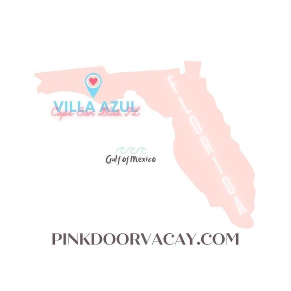 Map of Florida, pink, with a heart marking 
