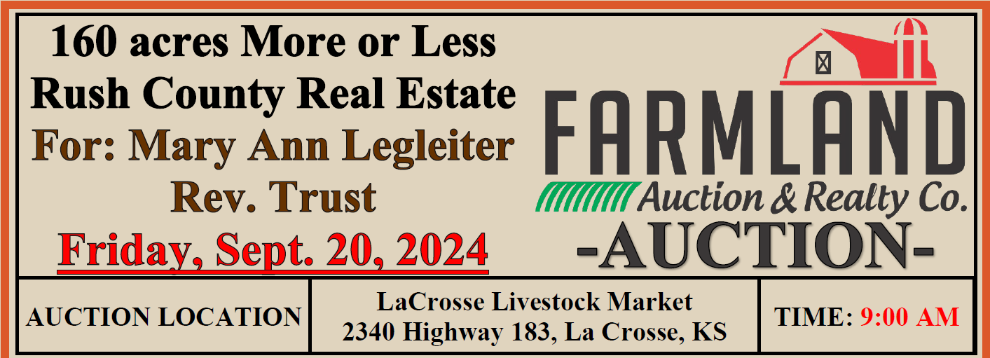 An advertisement for farmland auction and realty co.