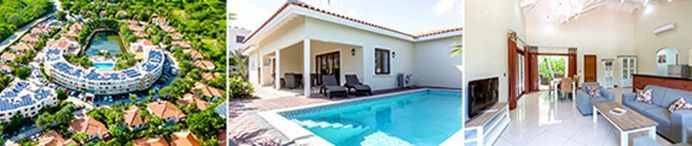 Un collage de tres fotografías de un hotel que incluye una piscina y un dormitorio.