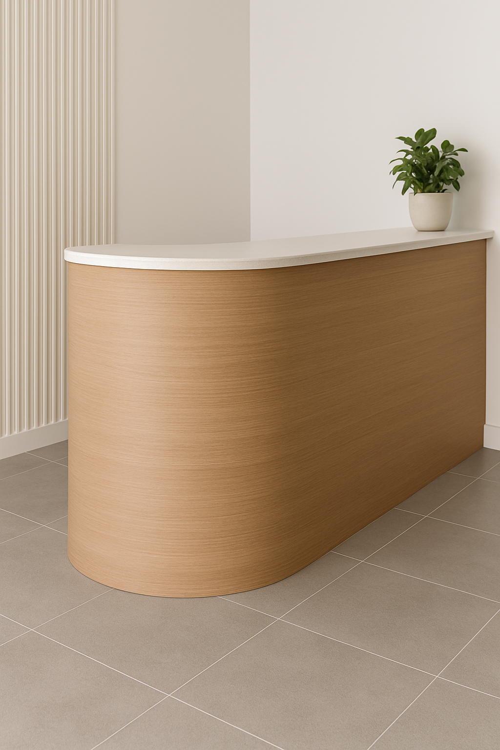 curved reception desk