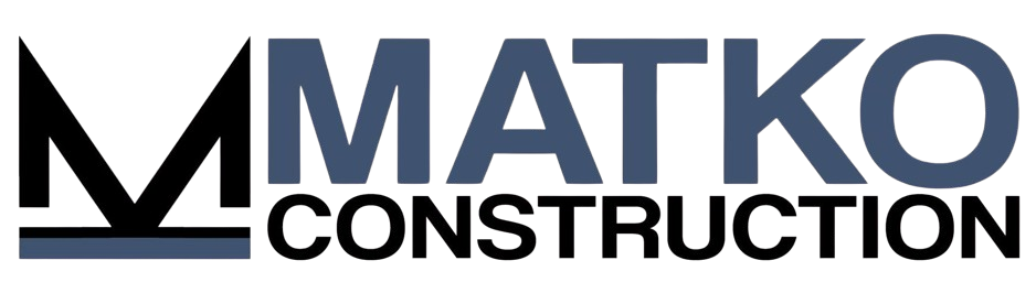Logo for Matko Construction. Features a stylized black
