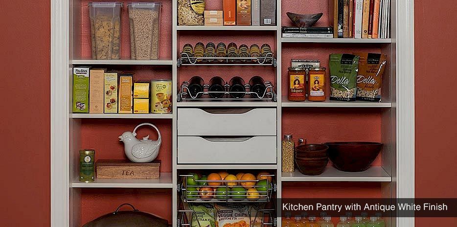 Kitchen Pantry with an Antique White Finish