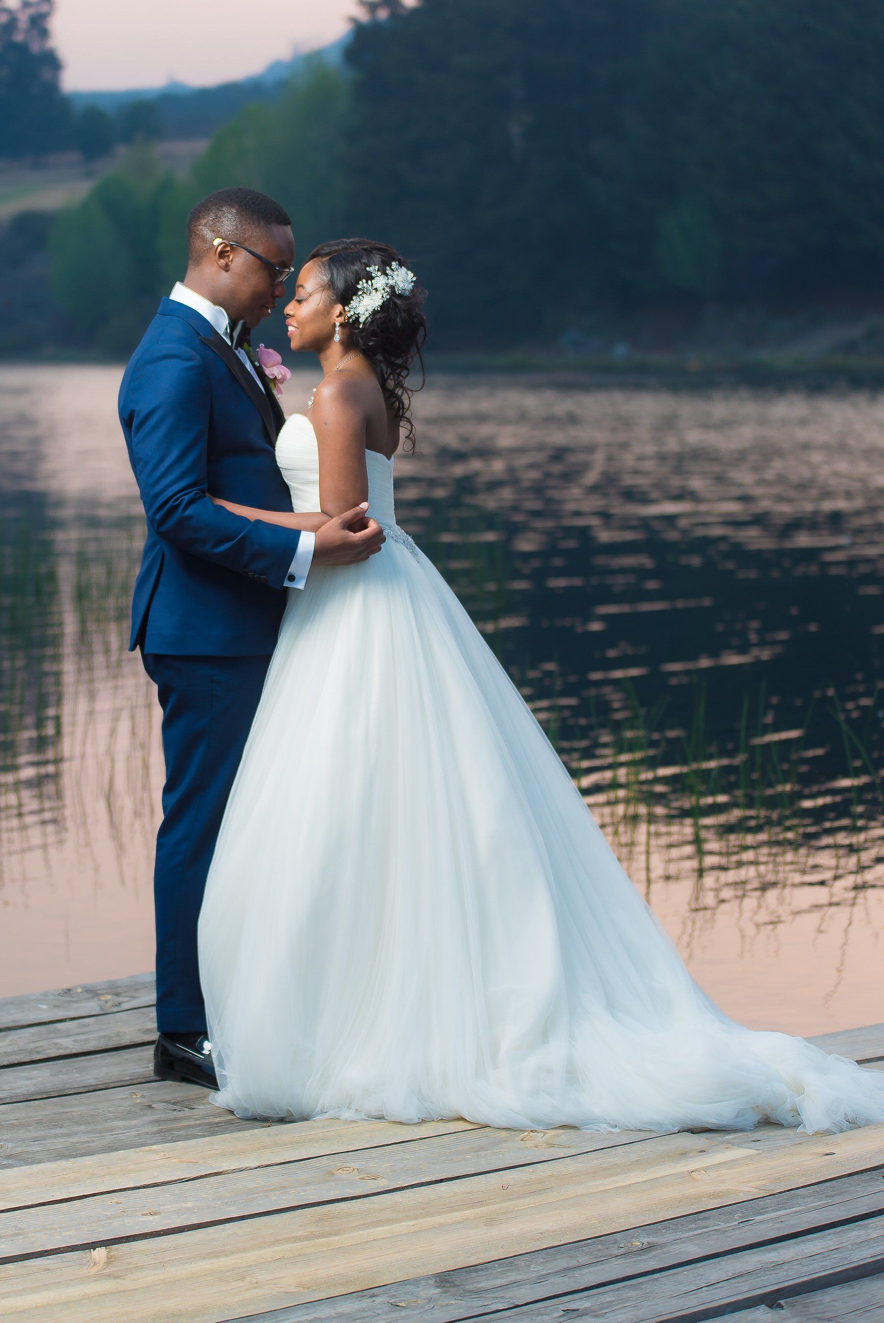 Bride and Groom Sunset Photoshoot on Water in Nyanga Zimbabwe