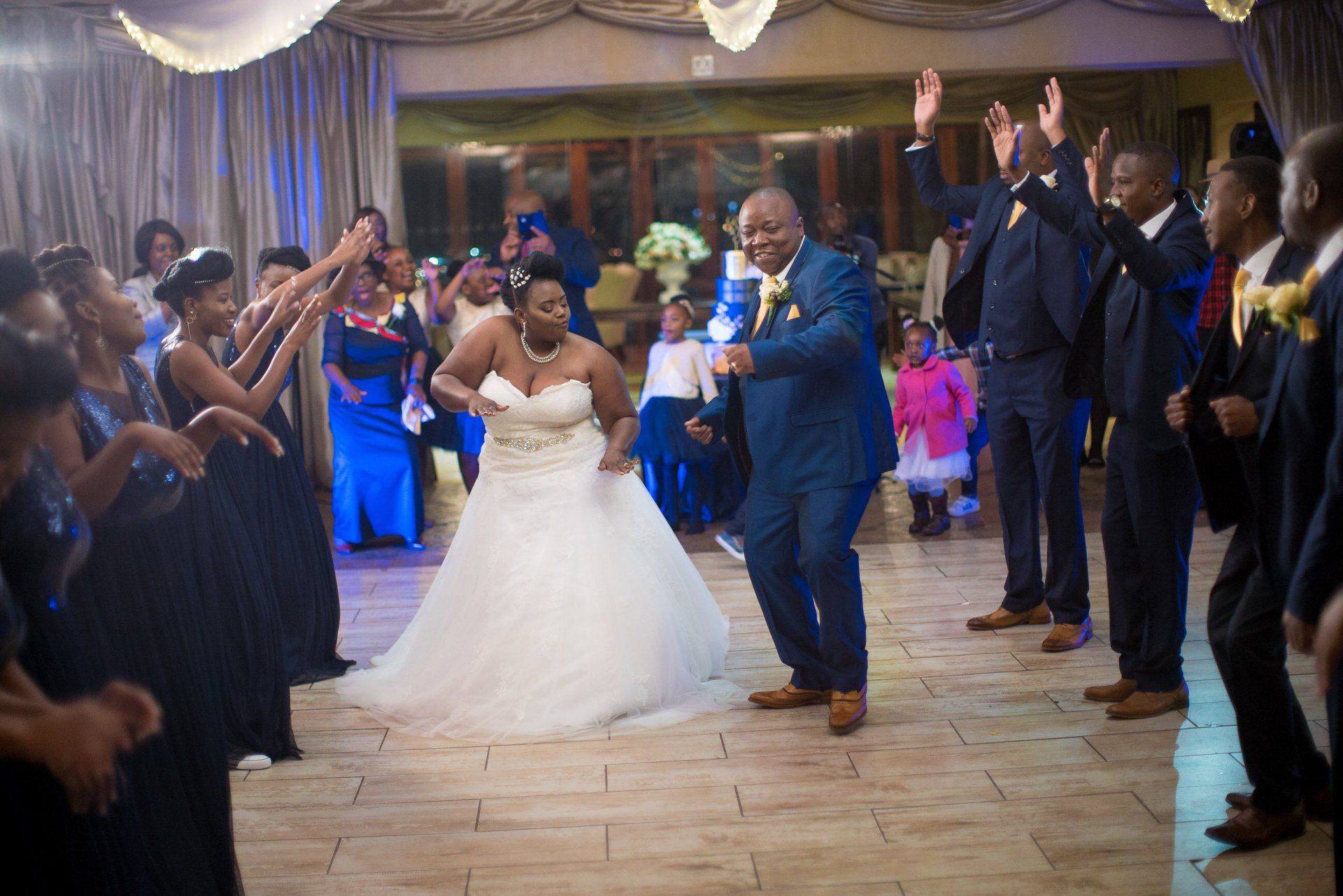 Groom and Bride Having Fun Dancing at Wedding Reception in South Africa