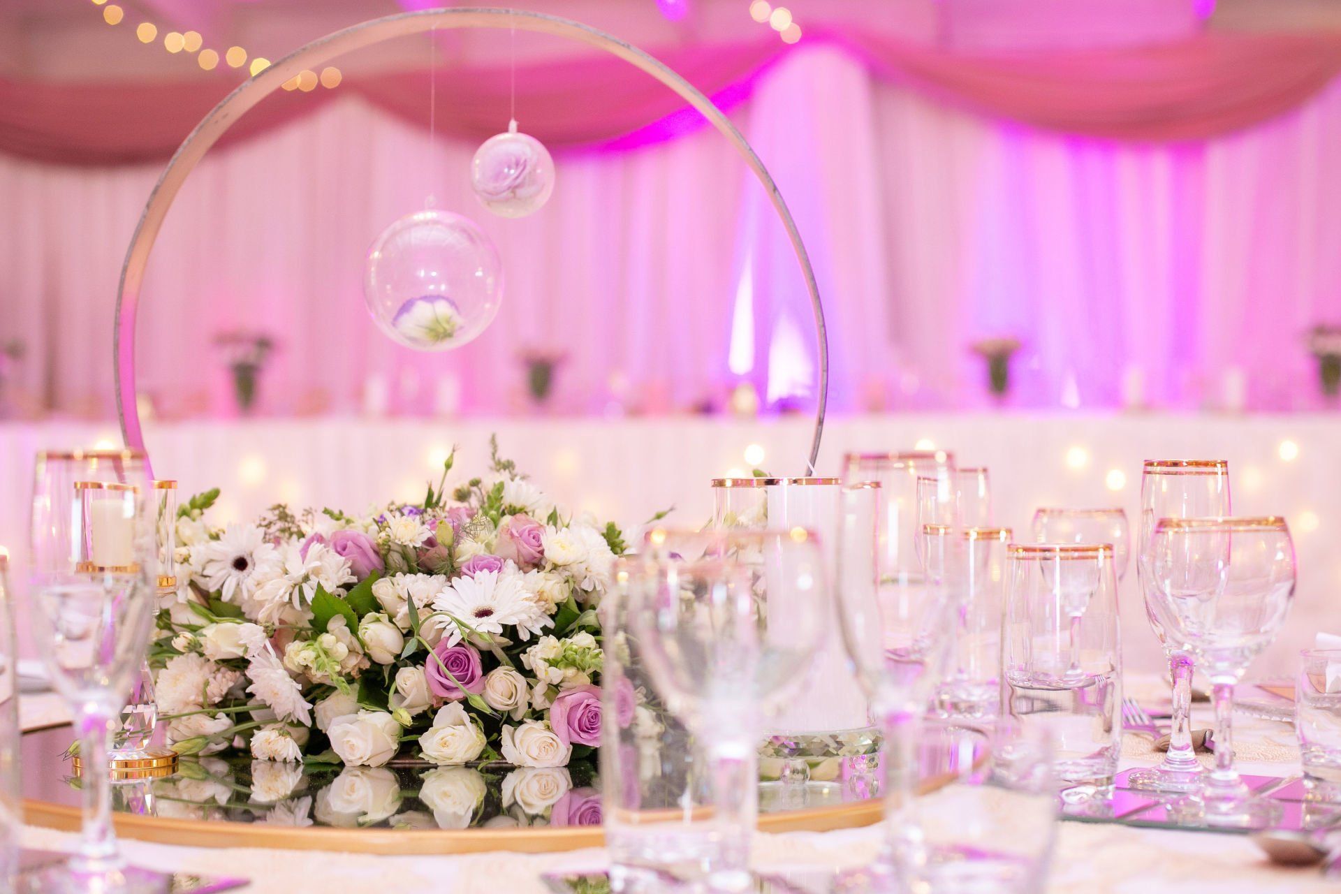 Setup and Decor for Wedding Reception by Elysian Event Productions