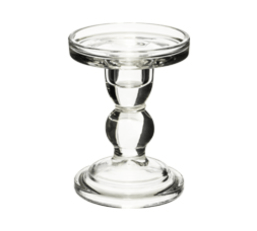 Small Pillar Glass Candle Holder for Wedding or Event Styling and Design