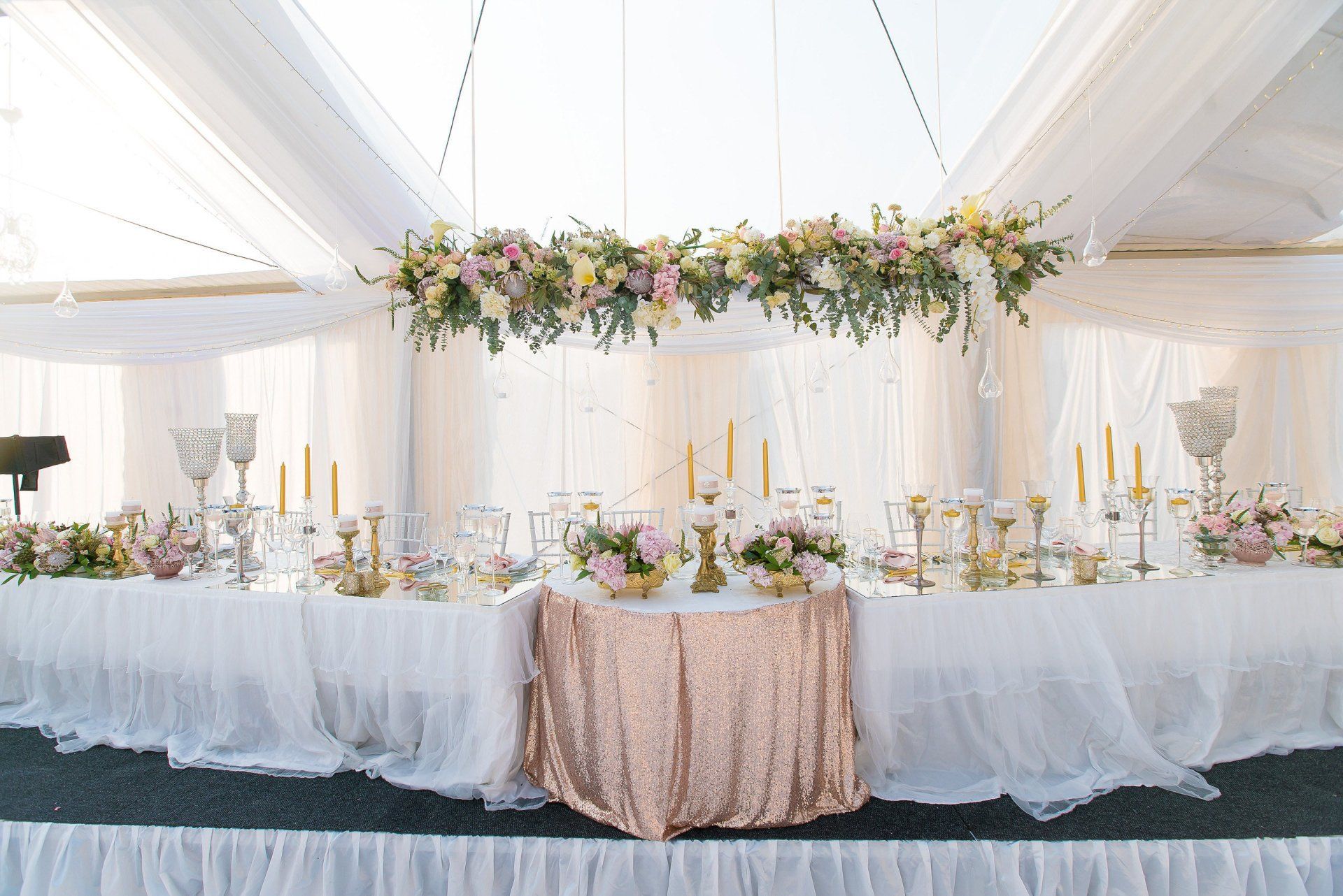 Zimbabwe Wedding Reception with Floating Flowers Decor