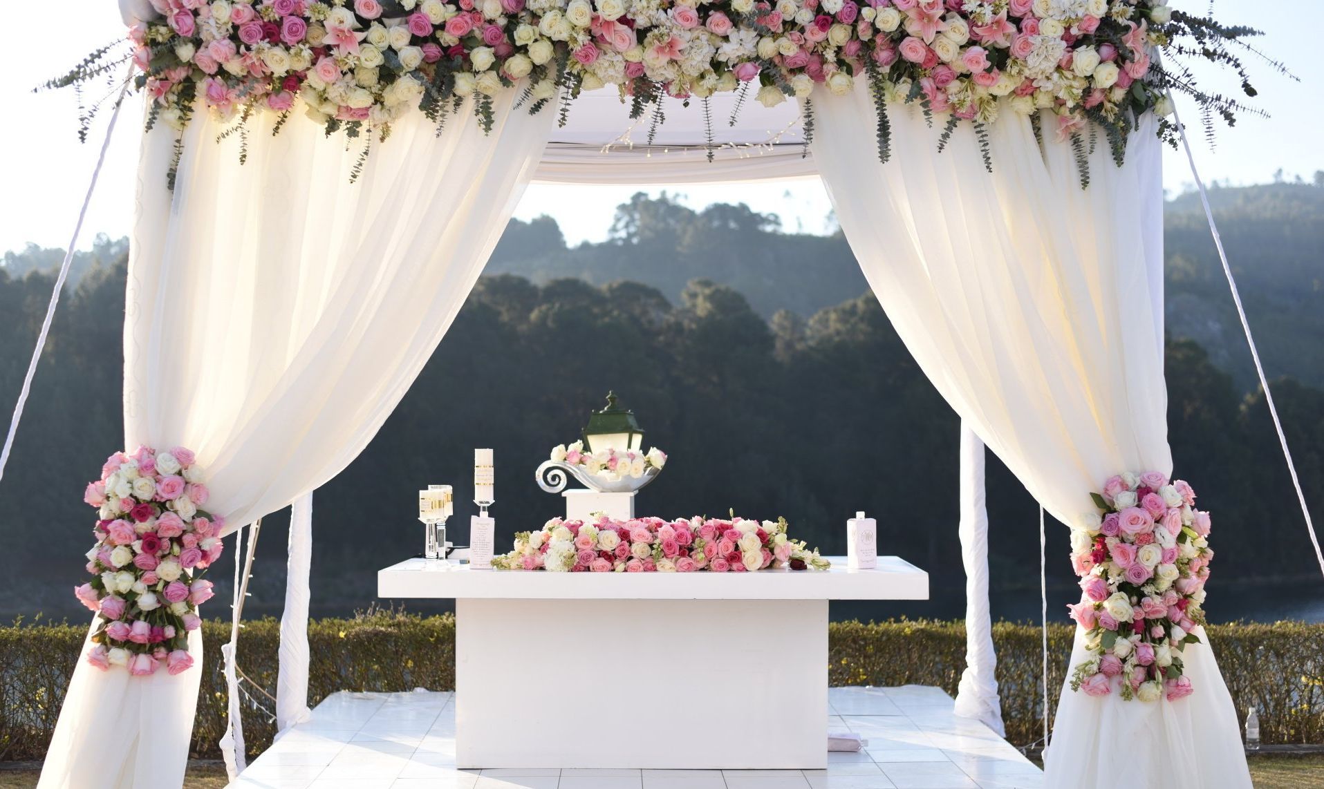 Flowers on Table at Zimbabwe Wedding
