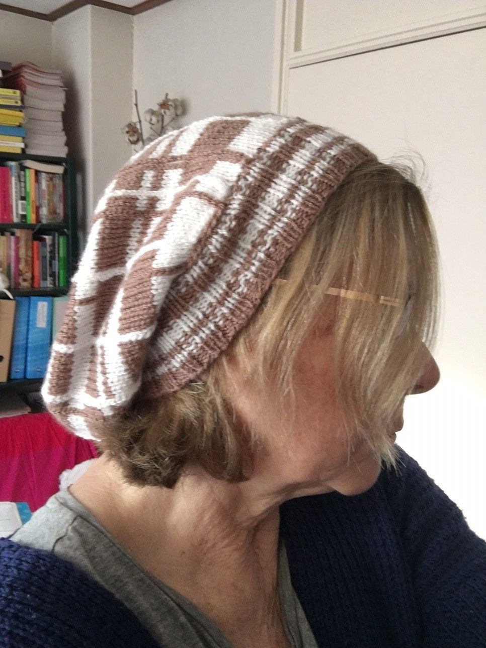 Beanie met een ruitje