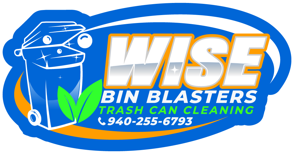 The logo for wise bin blasters trash can cleaning