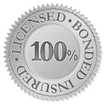A silver seal that says `` licensed bonded insured ''.