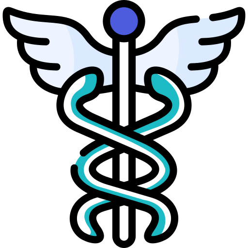 a caduceus medical symbol with wings and snakes .
