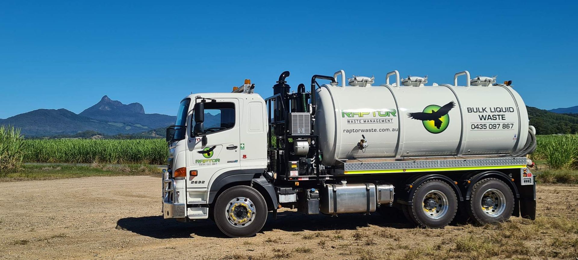 A White Truck With a Large Tank, Parked on a Dirt Road — Raptor Waste Management in Coolangatta, QLD