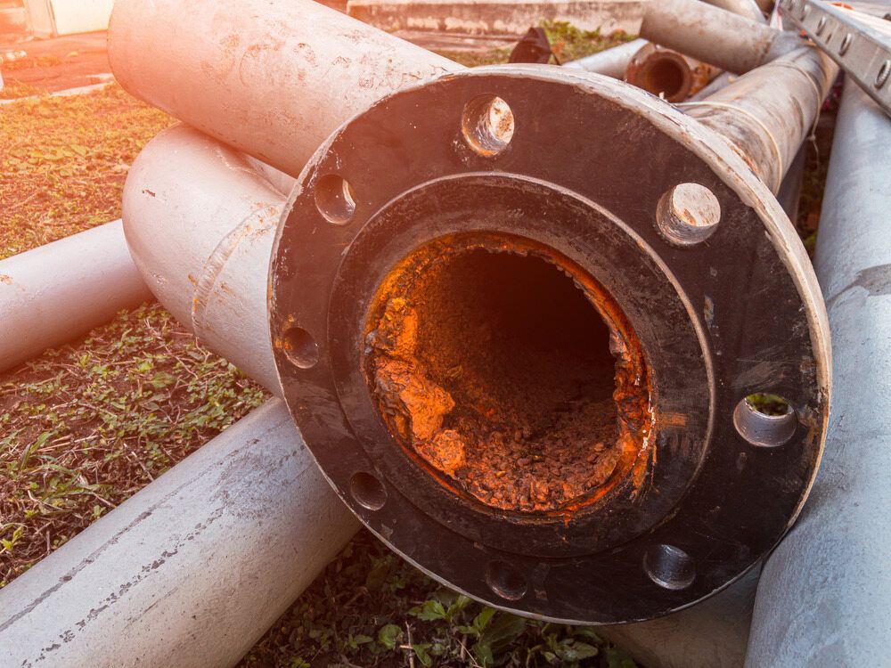 Corroded Metal Pipe End With Rusty Interior — Raptor Waste Management In Tweed Heads, NSW