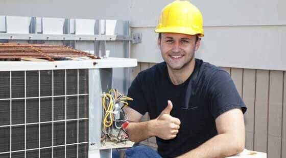 Air Conditioner Repairman Thumbs up — Heating in Castle Rock, CO
