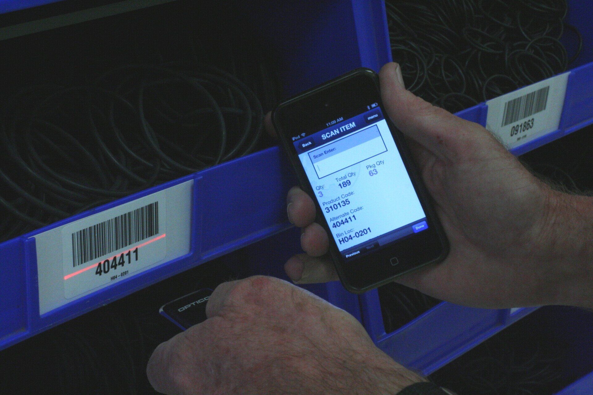 A person is using a cell phone to scan a barcode