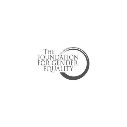 A black and white logo for the foundation for gender equality