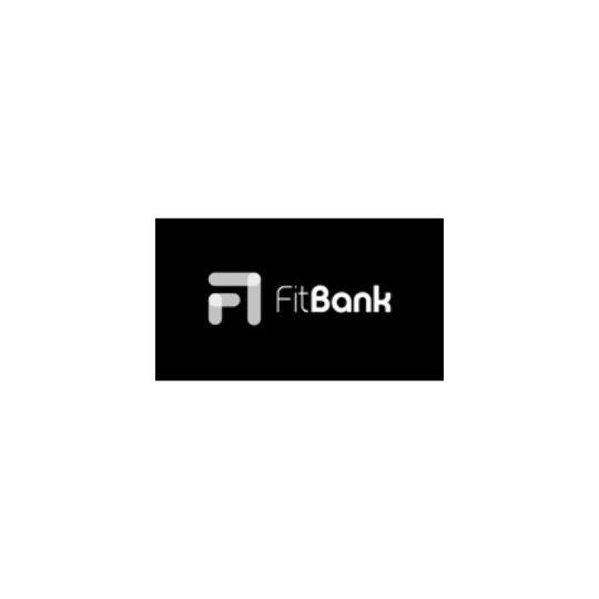 A black and white logo for fitbank on a white background.