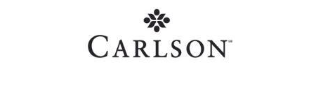 The carlson logo is black and white and has a snowflake on it.