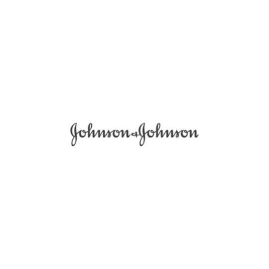 The logo for johnson & johnson is on a white background.