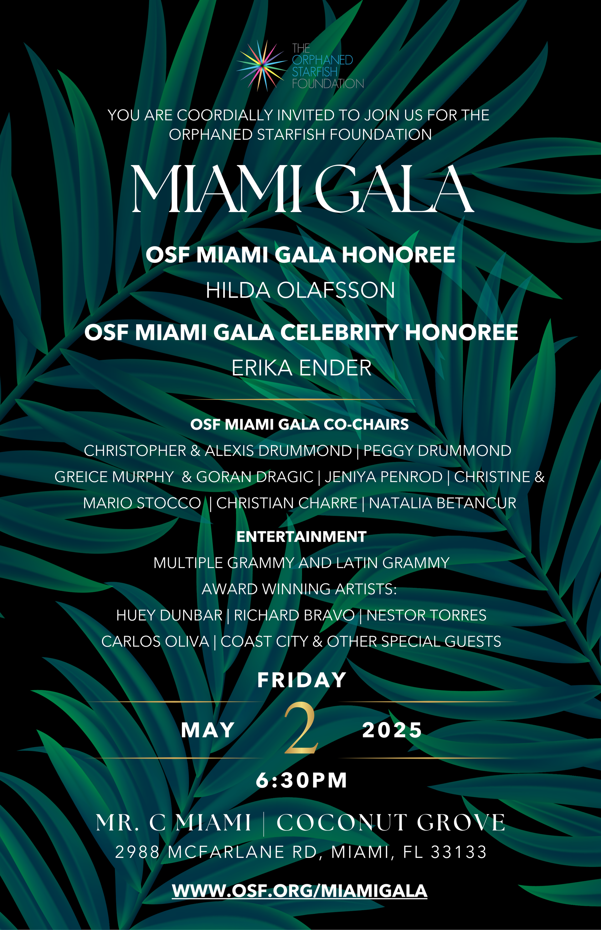 2025 Miami gala invitation at Mr. C for the orphaned starfish foundation andy stein