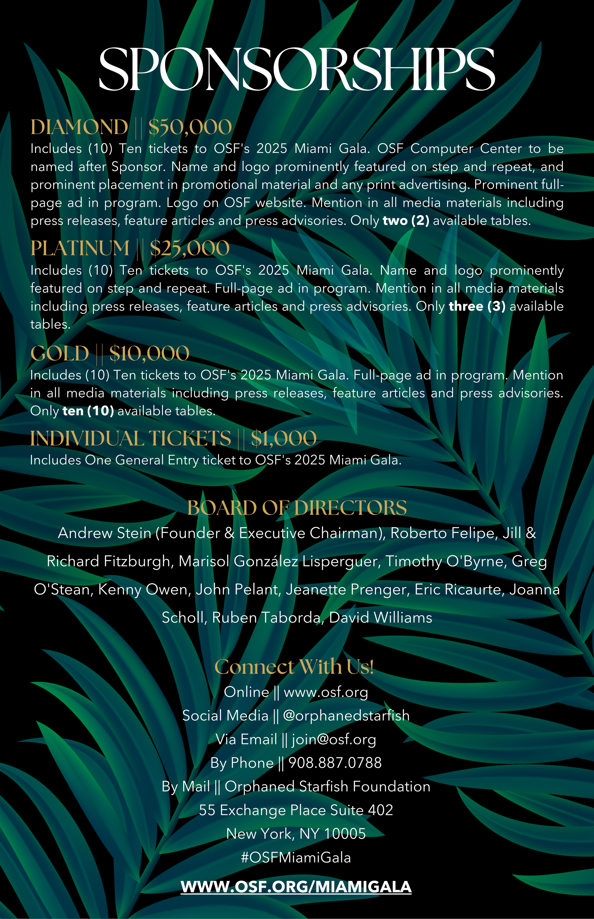 2025 Miami gala invitation at Mr. C for the orphaned starfish foundation andy stein