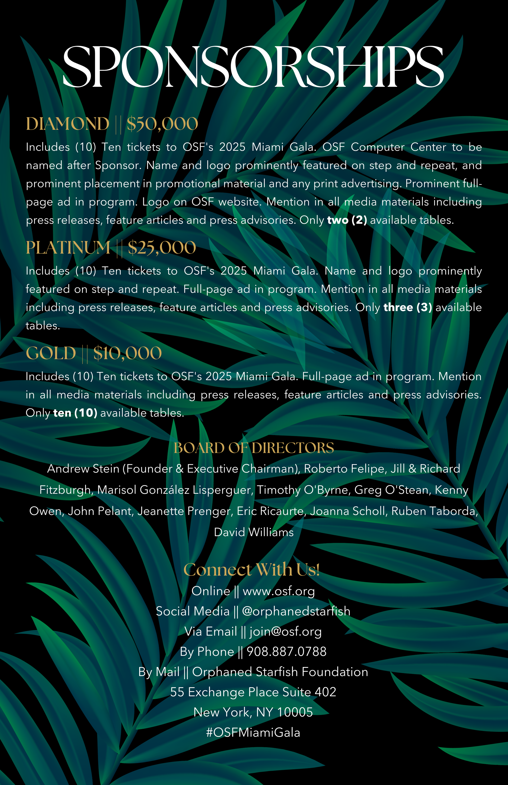 2025 Miami gala invitation at Mr. C for the orphaned starfish foundation andy stein