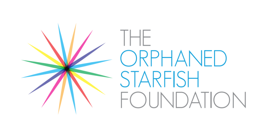 The logo for the orphaned starfish foundation has a colorful star in the center.