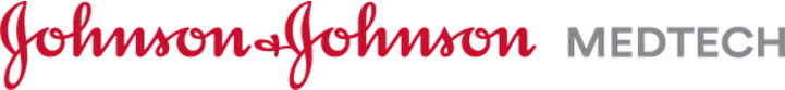 A red and white logo for johnson & johnson medtech