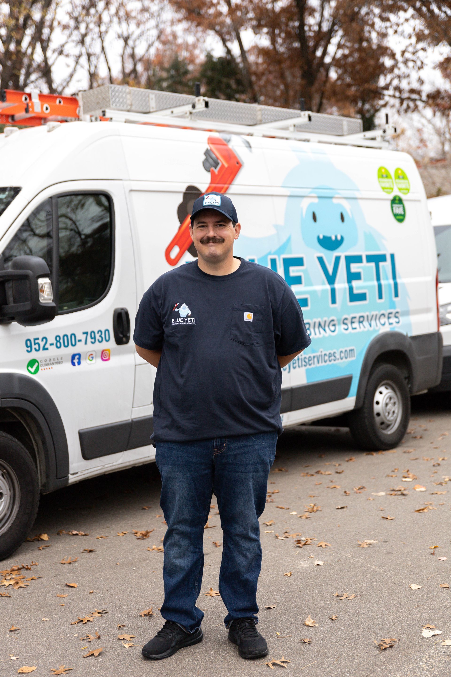 Blue Yeti Service technician working on ac unit outside