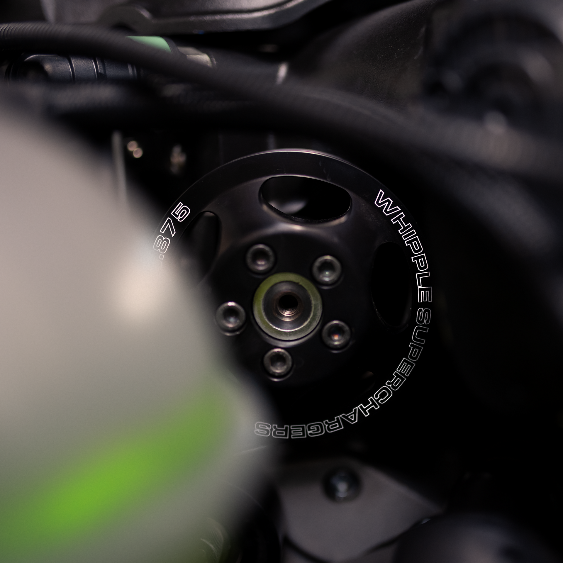 Whipple Supercharger pulley on a Ford Mustang