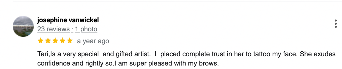 A blurred image of a person 's review on a google review page.