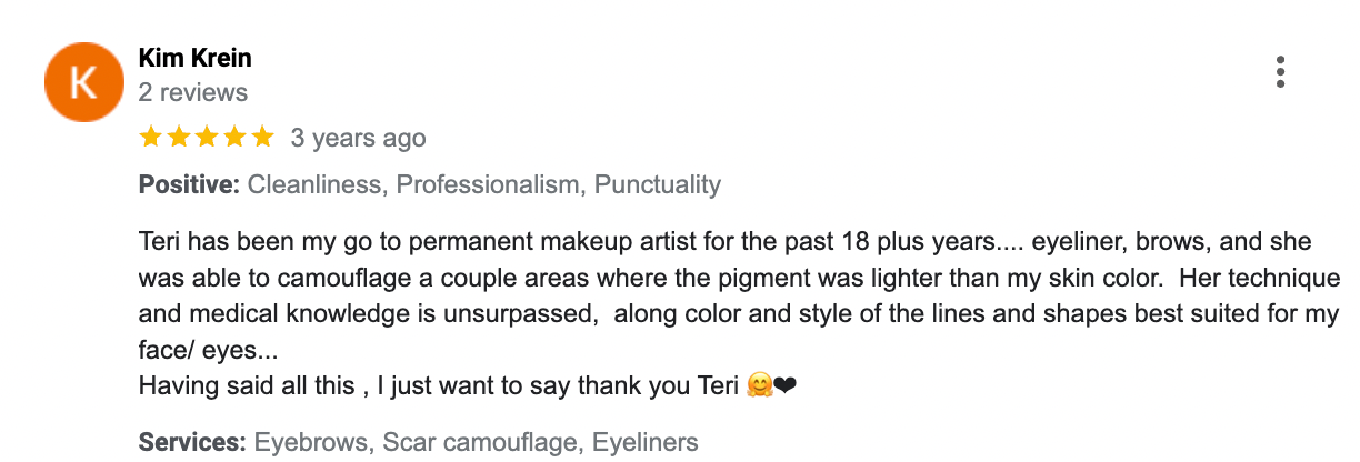 A close up of a review on a google review page.