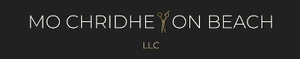 A logo for mo chridiye on beach llc on a black background