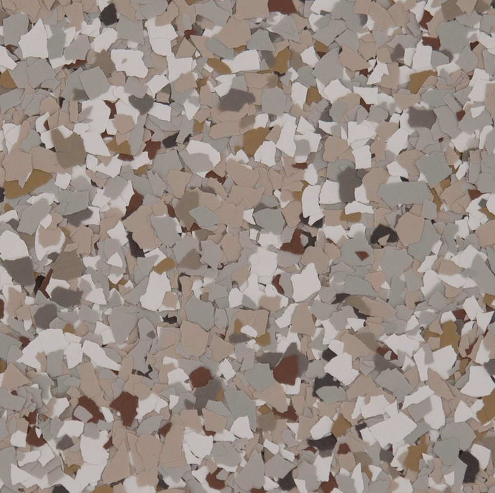 Creekbed epoxy flake chips.