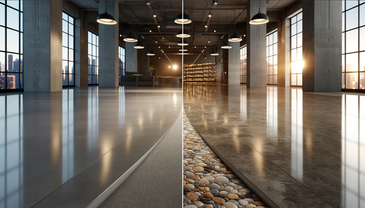 Image of polished concrete customization options.