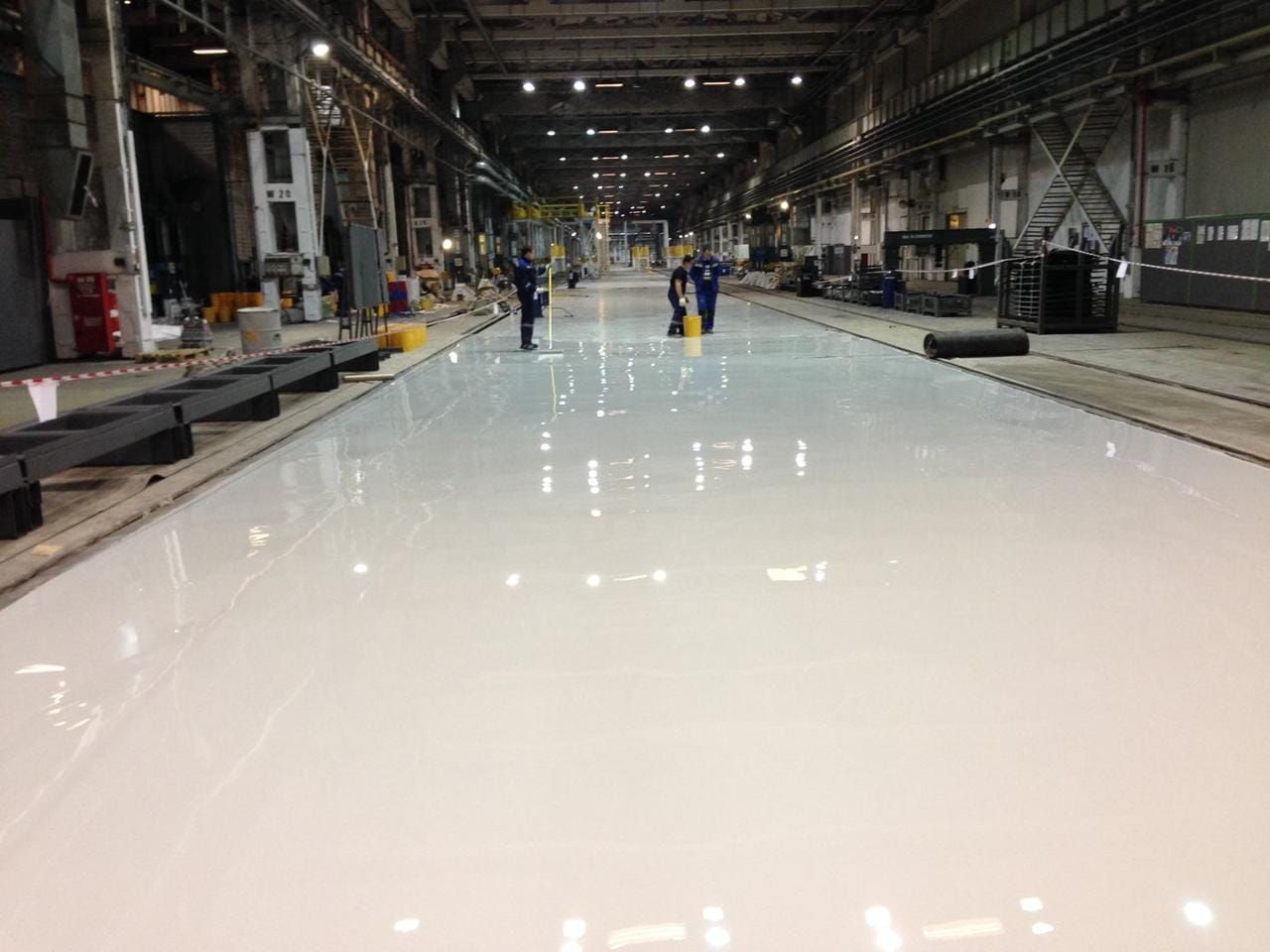 Large commercial Epoxy flooring space in white