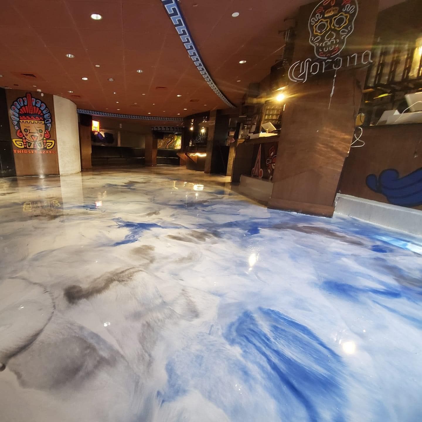 white and blue commercial epoxy space