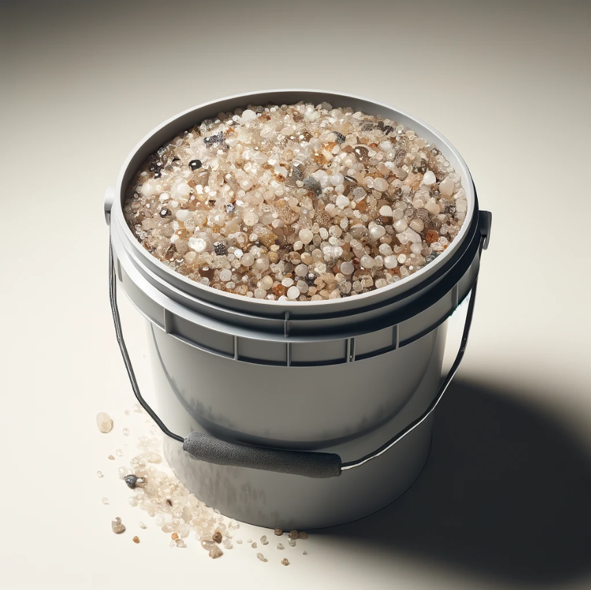 image of quartz flakes in bucket.