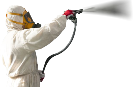 commercial spray painting using mask and PPE