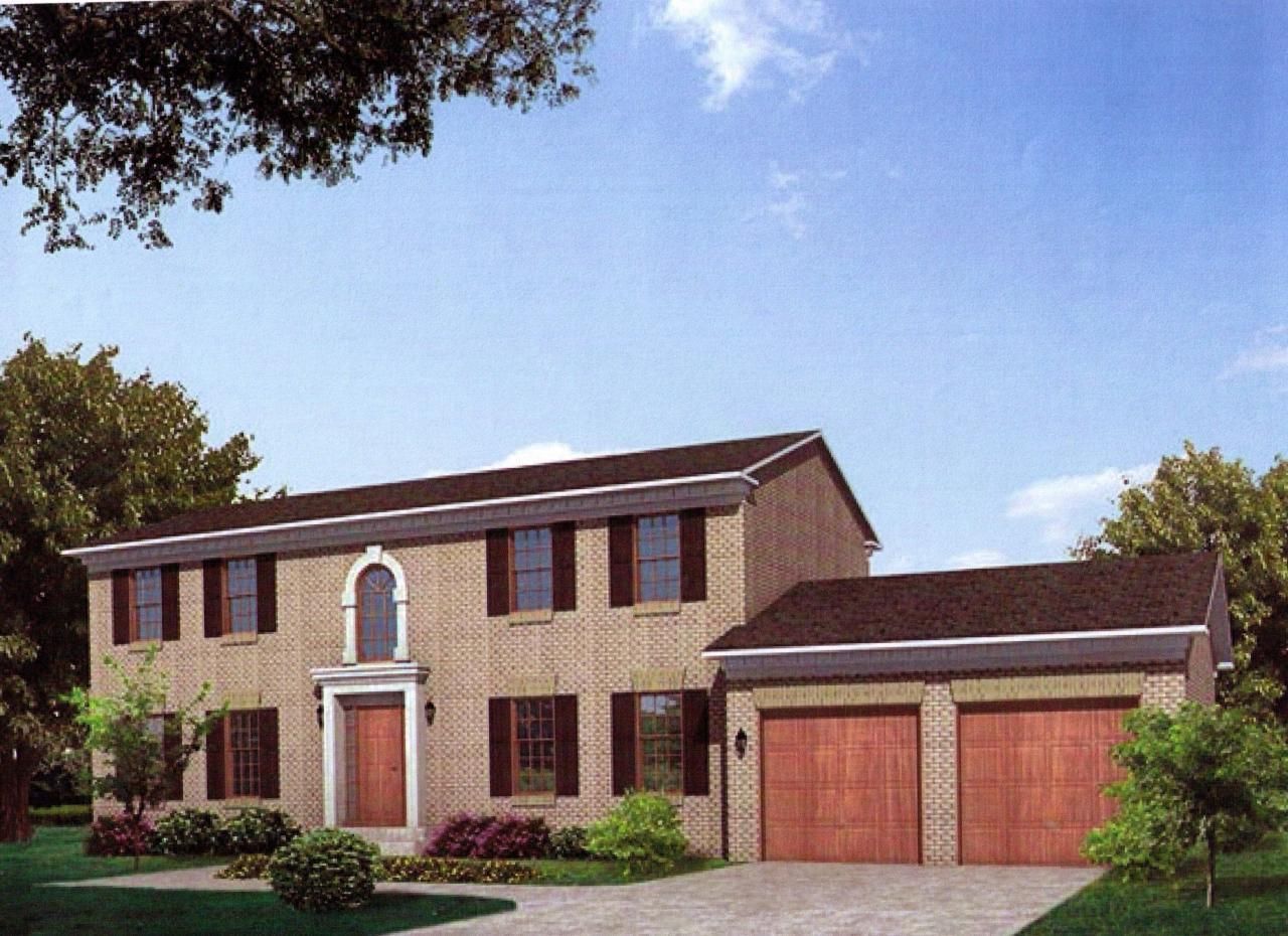An artist 's impression of a house with two garage doors