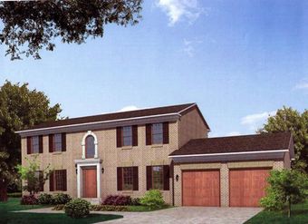 An artist 's impression of a house with two garage doors