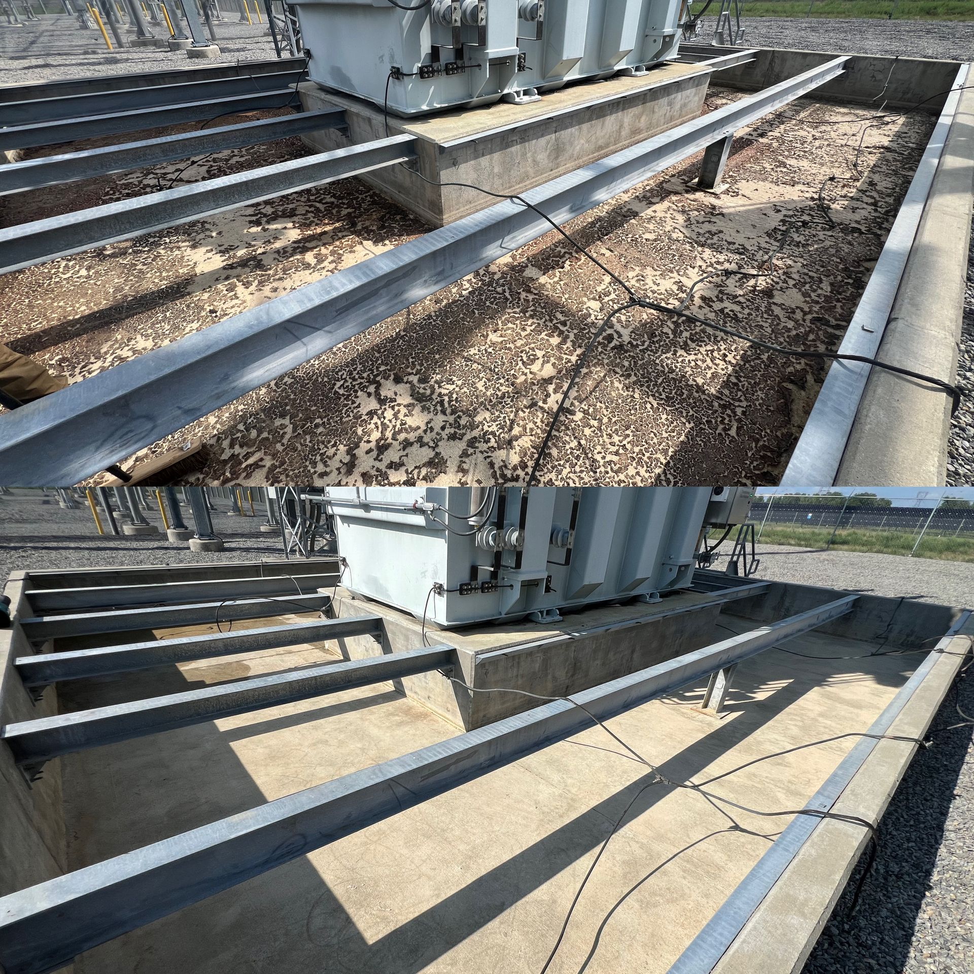 A black hole in the earth with a hose and cable inside.