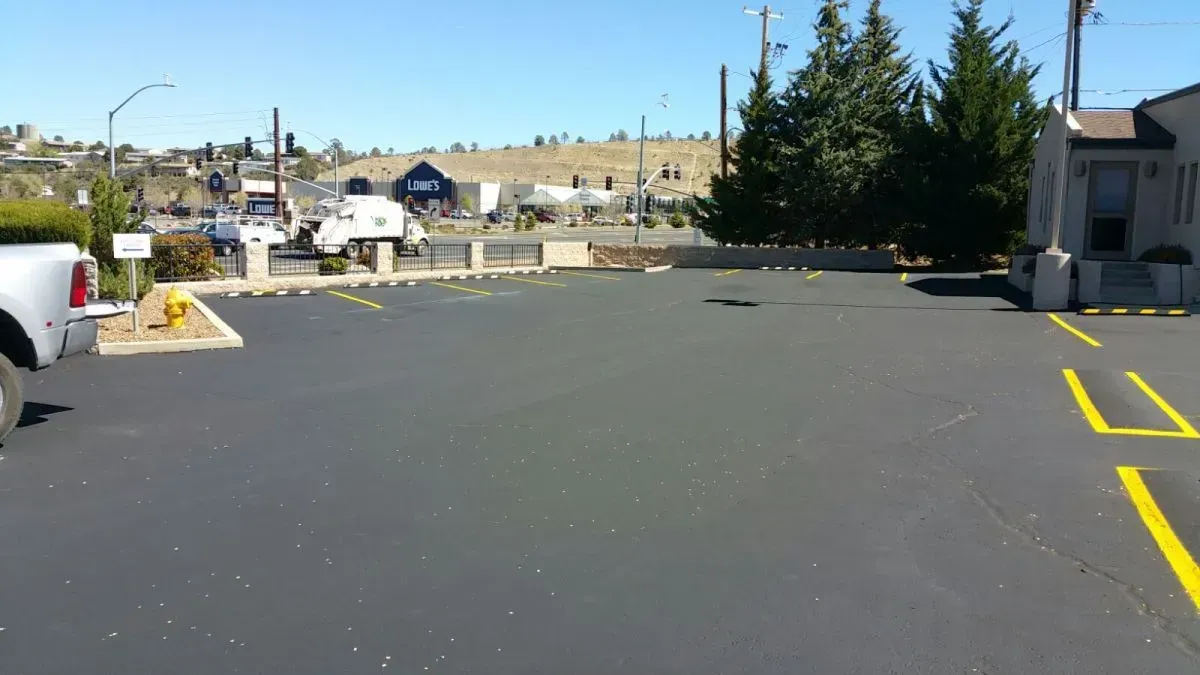 Parking Lot with Yellow Guide Lines — Prescott, AZ — Maurer Sealing & Striping