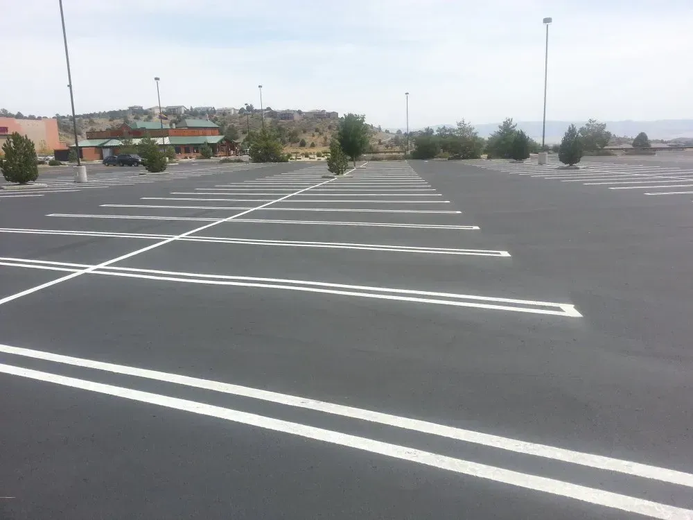 An Parking Lot with Double White Guide Lines — Prescott, AZ — Maurer Sealing & Striping