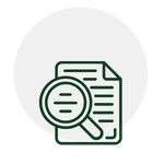 Magnifying glass over document, indicating review or analysis.