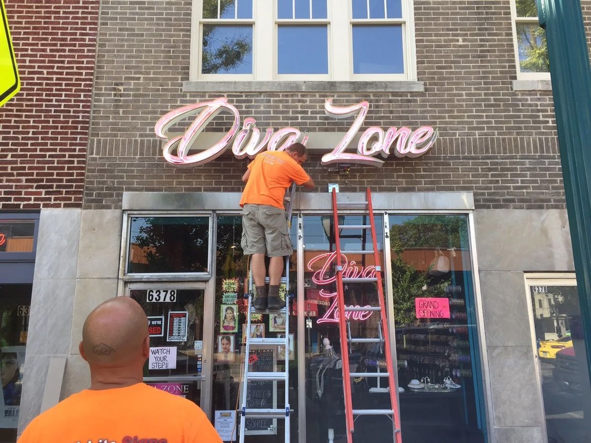 Exterior Neon Sign Installation — St. Louis, MO — Plasti-Lite Signs